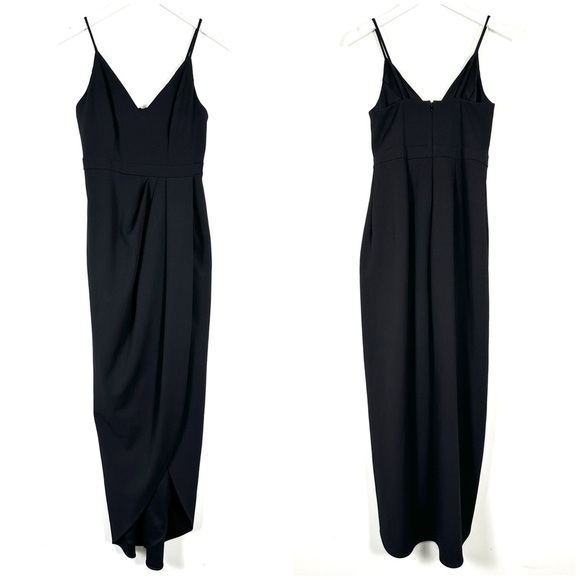 BHLDN Lyra V-Neck Faux-Wrap Stretch Crepe Midi Dress - Picture 4 of 15